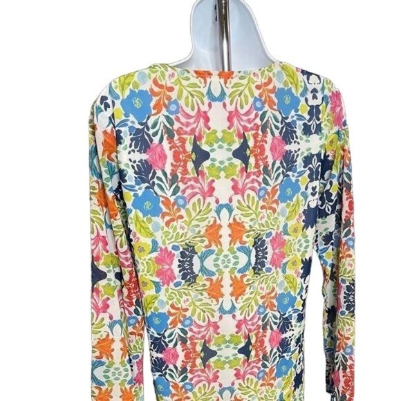 Colorful Long Sleeve Keyhole Detail Cerulean Blu Sheath Dress Sz XS - Picture 2 of 4